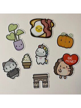 Hubman And Chubgirl Die Cut Vinyl Stickers Set Unicorn Pumpkin Plants & More